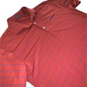Turtleson Red Blue Striped Wicking Stretch Golf Collar Polo Shirt Medium
